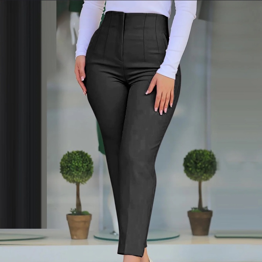 Zara High-Waist Black Tailored Trousers